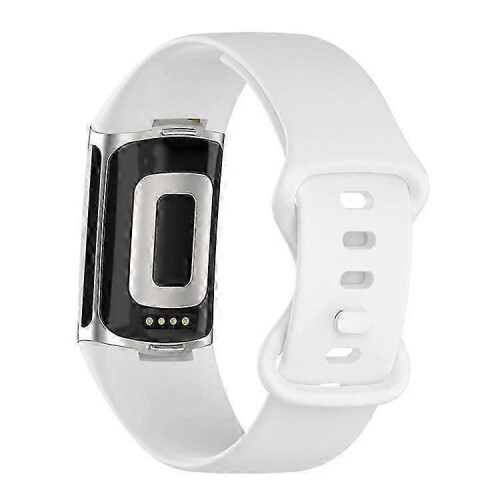 (White) Soft Silicone Watch Band Solid Color Adjustable Bracelet Strap Replacement Compatible For Fitbit Charge 5 2