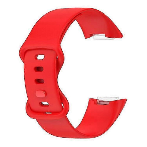 (Red) Soft Silicone Watch Band Solid Color Adjustable Bracelet Strap Replacement Compatible For Fitbit Charge 5 2