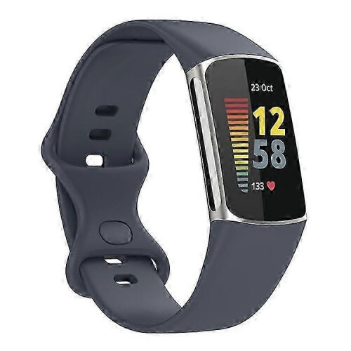 (DarkBlue) Soft Silicone Watch Band Solid Color Adjustable Bracelet Strap Replacement Compatible For Fitbit Charge 5 1
