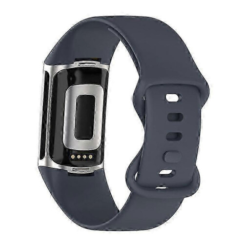 (DarkBlue) Soft Silicone Watch Band Solid Color Adjustable Bracelet Strap Replacement Compatible For Fitbit Charge 5 2