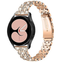 (Rose Gold, Multicolor) For Samsung Galaxy Watch3 41mm Watch 42mm Stainless Steel Rhinestone Decor Watch Strap Replacement W