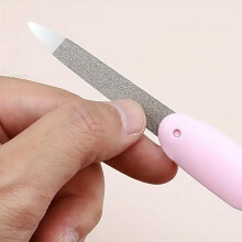 (Rosenrot, 1PCS) Compact Folding Nail File Stainless Steel Double Sided Polishing Strip Portable Manicure Tool