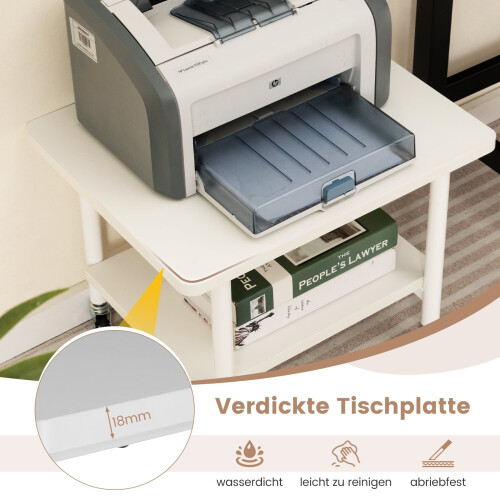 Printerstandaard met 2 niveaus en vergrendelbare wielen, wit 2