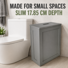 Slimline Wooden Bathroom Storage Unit, Toilet Roll Paper Cabinet, Compact Grey Wooden Shaker Bathroom Box, Multi-Purpose Cleaning Tidy Box