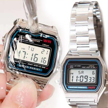 (Rose gold, pack-4) F91W Retro Digital Watch Waterproof Stainless Steel Sports Military Wristwatch for Men Women Classic Black