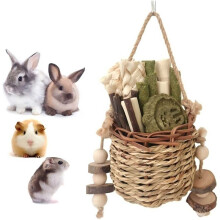 Carrot Chew Toy for Small Pets – Hanging Grass Ball Toy for Rabbits & Guinea Pigs