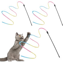 Rainbow Ribbon Cat Wand 3-Pack – Interactive Featherless Wand Toy for Kittens, 30cm
