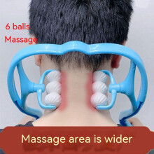 (Blau, pack-3) Manual Neck Massager 6 Roller Kneading Shiatsu Shoulder Relief Portable