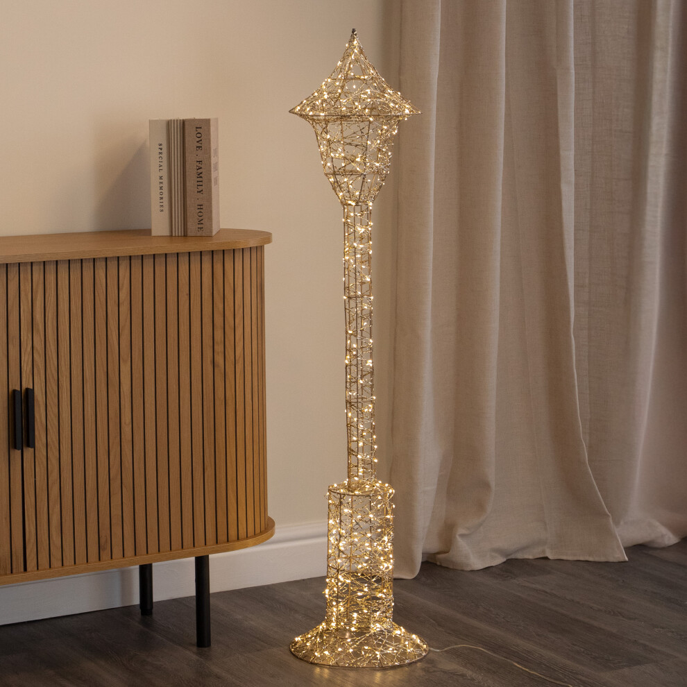 Gold 1.2M Elegance Twist Christmas Lamp Post Decoration With Leds - Image 5