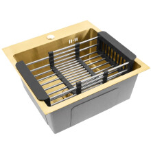 Lavello In Acciaio Con Set Di Accessori 3 Pz. Rea Leo 40 Brush Gold Accessori grigi