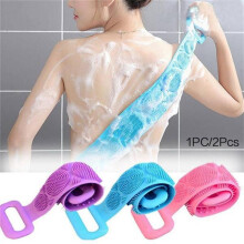 (Violett, 1PCS) Silicone Back Scrubber 60cm Long Exfoliating Body Towel Dual-Sided Mud Scrubber Bath Cloth Pink