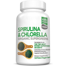 Spirulina Capsules 1500mg - Organic Blue Green Algae Superfood for Immune Support, Energy Boost & Detox - 120 Veg Capsules