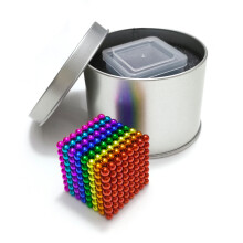 (Clour) 216Pcs 3mm Colourful Magnetic Balls Set, Neodymium Magnet Spheres, 3D DIY Stress Relief Puzzle with Iron Storage Tin, For Ages 8+