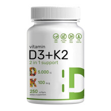Vitamin D3 K2 Capsules Bone & Immune Support High Absorption 120 Count