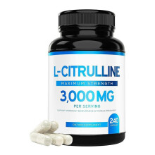 L-Citrulline Capsules 240 Count, 3000mg Per Serving, Nitric Oxide Booster & Muscle Recovery Supplement, 4 Months Supply, Vegan