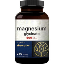 Glycine Magnesium Capsules High Absorption Chelated Magnesium for Muscle Relaxation Sleep Nerve Heart Health 90 Count