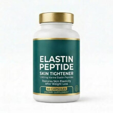 Elastin Peptide Capsules 60 Count White Bottle Gold Cap for Skin Firming Anti-Aging Radiance