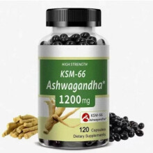 Organic Ashwagandha Capsules 120 Count Vegetarian Stress Relief Sleep Aid Adaptogen Supplement