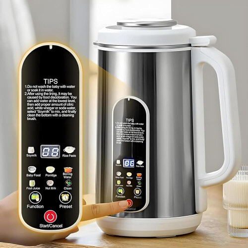 Automatic Nut Milk Maker, 1.2L Soy Milk Machine, Stainless Steel with LED Display 1