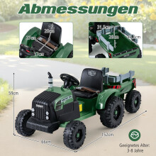 24V Kinder-Elektrotraktor mit abnehmbarem Anhänger und Fernbedienung