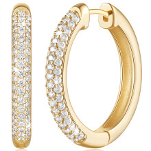 14K Gold Hoop Earrings for Women's Hoop Earring Small Thick Hoops Earring Exquisite Diamond Hoops Earrings Ref: 4011