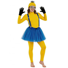(yellow, 190) Minions Cosplay Costume Set with Goggles and Suspenders Halloween Party Outfit Yellow One Size
