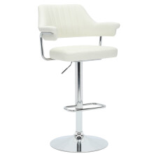 Concorde Bar Stool, Height Adjustable Swivel Faux Leather Chair, White