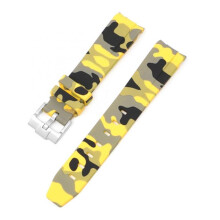 20mm Natural Fluoride Rubber Watch Strap for Rolex Submariner Explorer 2 Camouflage Yellow Replacement Band