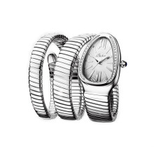 Snake Watch for Women Luxury Diamond Dial Stainless Steel Quartz Wristwatch Fashion Lady Dress Jewelry Relogio Feminino