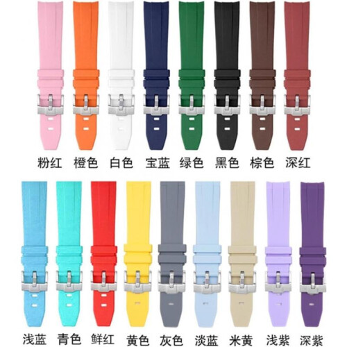 20mm Curved End Fluoride Rubber Watch Strap Replacement for Rolex Submariner Explorer 2 Agate Color 1