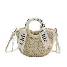 Large Woven Straw Bag Beach Vacation Handbag Women's Woven Tote Bag Beige
