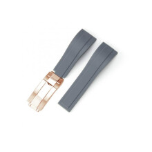 Rubber strap for Rolex Submariner Daytona GMT Yacht-master – 20 mm, 21 mm, 22 mm, 19 mm  Watch strap (Grey + rose gold buckle 22 mm)