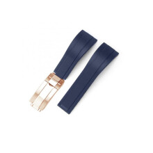 Rubber strap for Rolex Submariner Daytona GMT Yacht-master – 20 mm, 21 mm, 22 mm, 19 mm  Watch strap (Blue + rose gold buckle 22 mm)