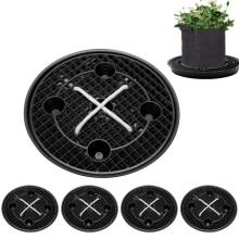 (Black 4 trays + 4 planting bags) Self Watering Plant Tray Auto Irrigation Base Indoor Garden Pot Reservoir Round 2 Pack White