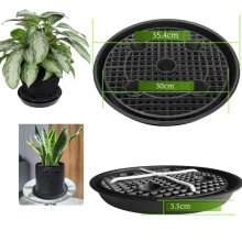 (Black, 4 pallets + 4 bags) Self Watering Plant Tray Saucer for Pots Garden Supplies Water Storage Base Indoor Outdoor Round 2 Pack