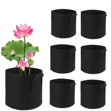(Black, 8 piece set) 2 Gallon Black Felt Grow Bags, Breathable Eco-Friendly Reusable Seedling Pots, Garden Planting Bags for Pond Aquatic Plants