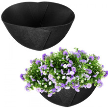 (Black, 12*5.5ins) Hanging Fabric Plant Basket Liner Felt Planter Pad Outdoor Indoor Hanging Grow Bag Black 2 Pack