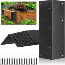 (8 piece set) Garden Bed Corner Brackets Metal Gardening Tools Outdoor DIY Planter Box Connectors Black 4 Pack