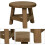 Rustic Teak Wood Stool Round Side Table Solid Shabby Stool Plant Stand 5