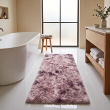(80x150cm, Tie Dye Purple/Lilac) Imperial Rooms Non Slip Shaggy Rug Soft Fluffy Faux Fur Area Carpet | 450GSM 3.5cm Pile Height