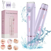 Glow Aura Womens Shaver, IPX7 2 in 1 Electric Lady Shaver  Bikini Trimmer (Purple)