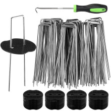 U-Shaped Garden Stakes 3x15cm Galvanized Rust-Proof Yard Tent Pegs Set