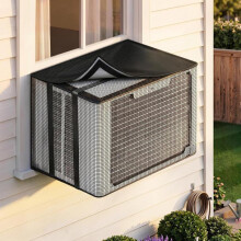 (Black, 17*13*12ins(43*33*30cm)) Outdoor Air Conditioner Cover Wall Mounted AC Unit Protector Waterproof Sunproof Universal Fit Black
