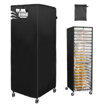 (Black, Small size 23*28*32ins (58*71*81cm)) Bread Rack Cover Waterproof Oxford PVC Visible Dust Cover for Bread Baking Pan Rack Black Universal