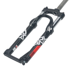 Suspension Fork 24 Inch Aluminum Alloy MTB Bicycle 11/8'' Straight Tube Pneumatic Shock Absorber Disc Brake (Color: Black)