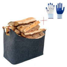 Thickened Felt Storage Basket Multi-Purpose Firewood Bag Portable Organizer for Fruits Vegetables and Sundries Grey