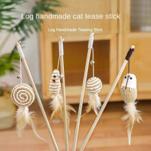 (Braided lollipop) Feather Teaser—Keeps Cats Entertained and Amused; Little Mouse with Bell, Durable and Chew-Resistant