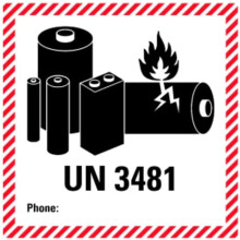 Sticker Note Labelling for Lithium Batteries 'UN3481' Safety Sign Film SelfAdhesive Red 540 cm Made in Germany Size: 10 x 10 cm