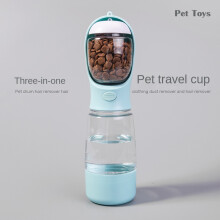 (Grass green) Pet Outdoor Water Bottle 3-in-1 Portable Dog Walking Travel Drinker Cat Water Dispenser Leak-Proof Blue 350ml