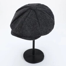 (dark grey 6) Adjustable Peaky Blinders Hat Newsboy Flat Cap Herringbone Tweed Baker Boy